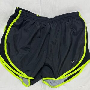 Nike Women's Black and Neon Yellow/green Athletic Shorts
